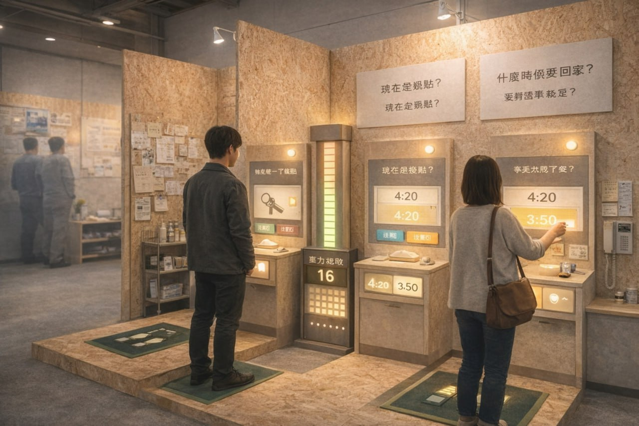 互動式壓力指數體驗站,觀眾正在進行互動測驗